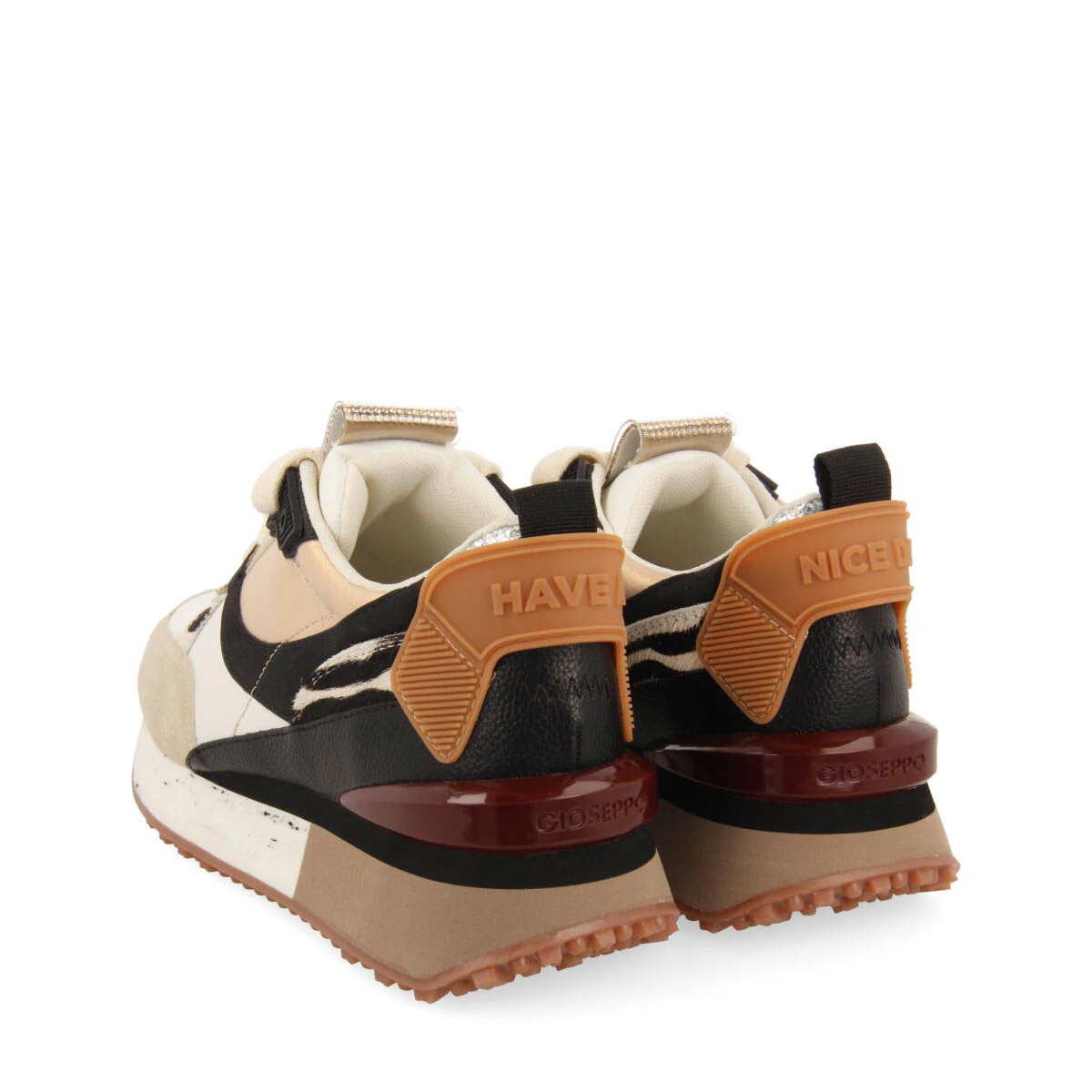 Kaprun women's white sneakers with mixed prints - Image 4