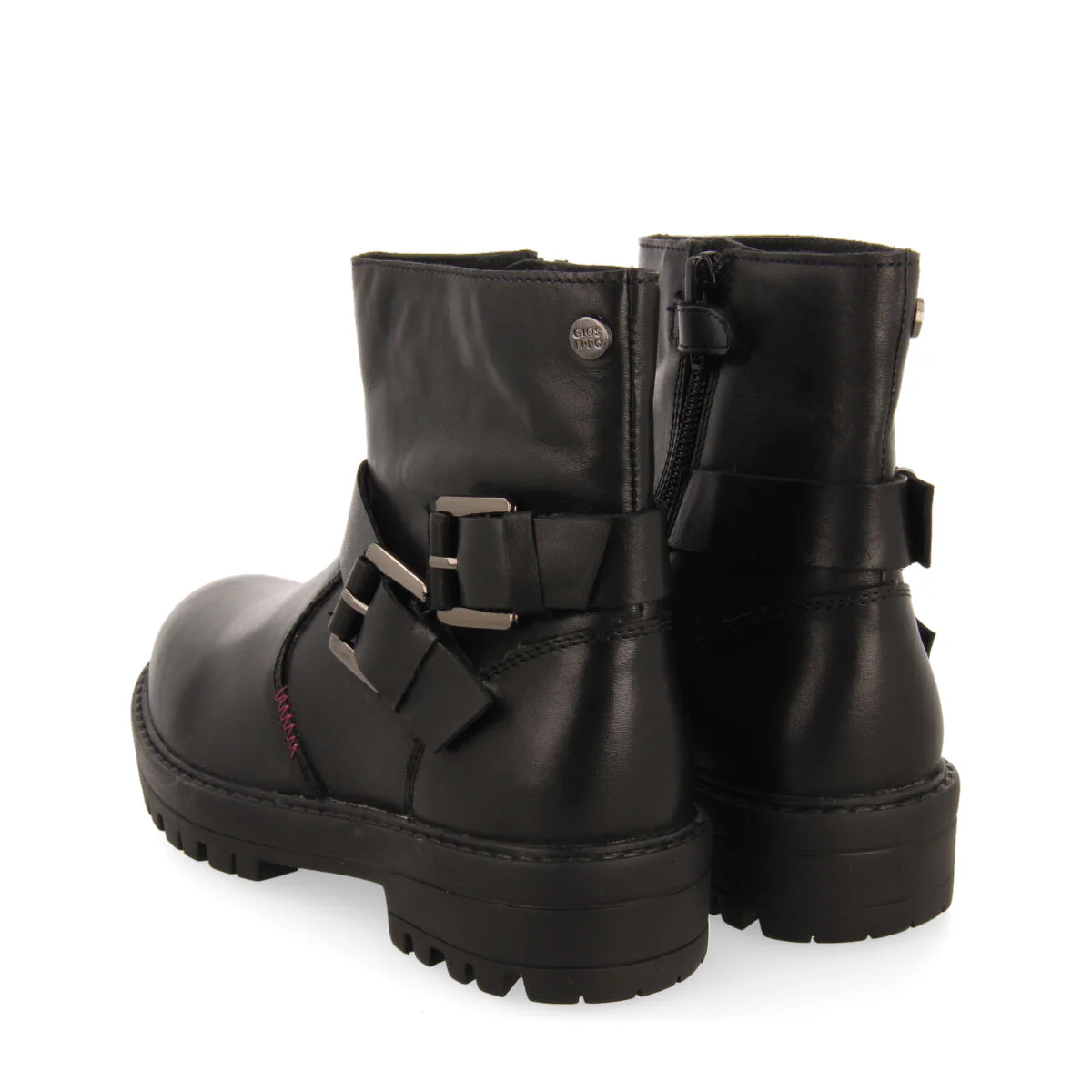 Kemnay children's black leather biker boots with buckles - Image 3