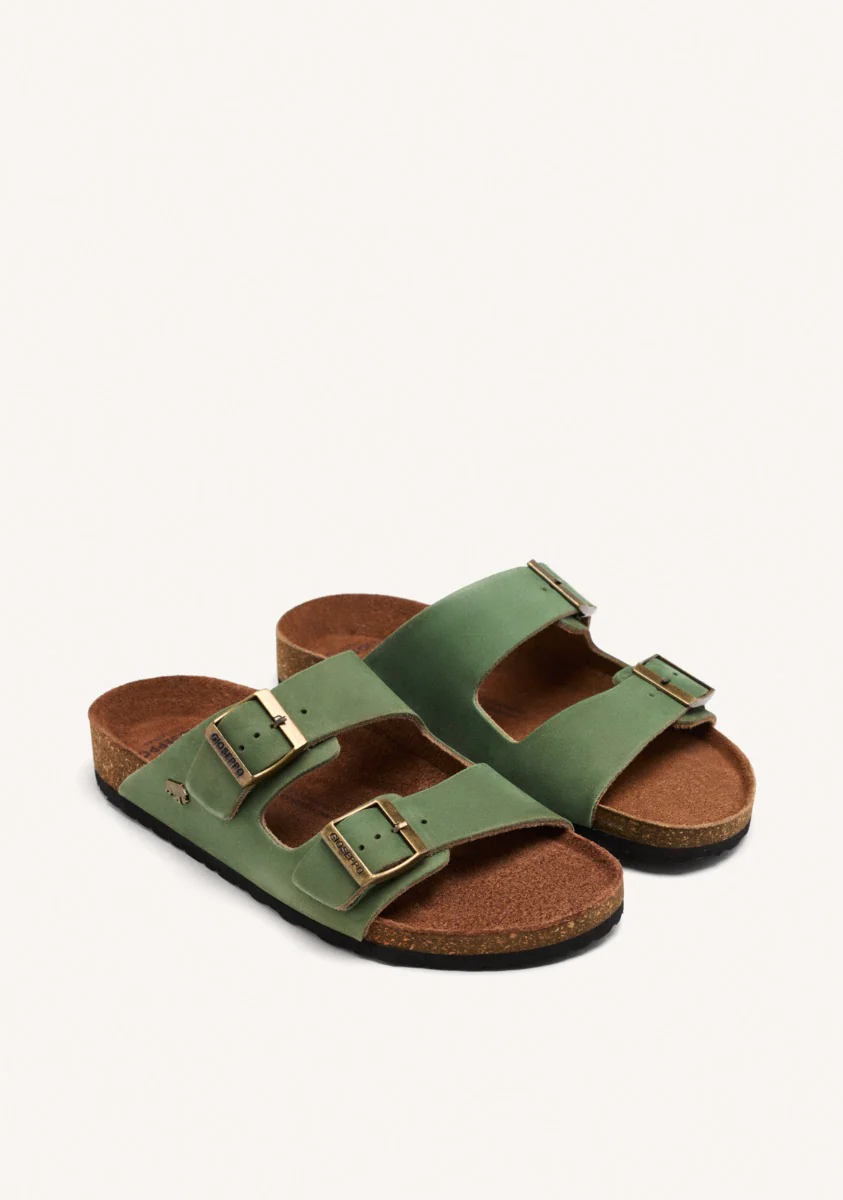 KHAKI LEATHER BIO SOLE SANDALS FOR MEN VIZZINI - Image 2
