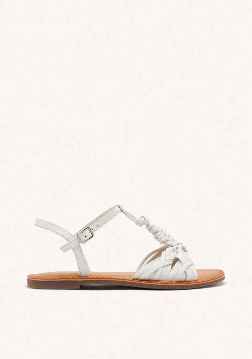 KNOTTED LEATHER FLAT SANDALS WALDEN