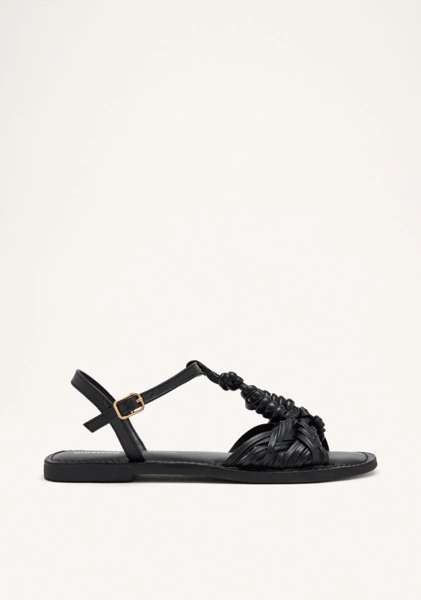 KNOTTED LEATHER FLAT SANDALS WALDEN