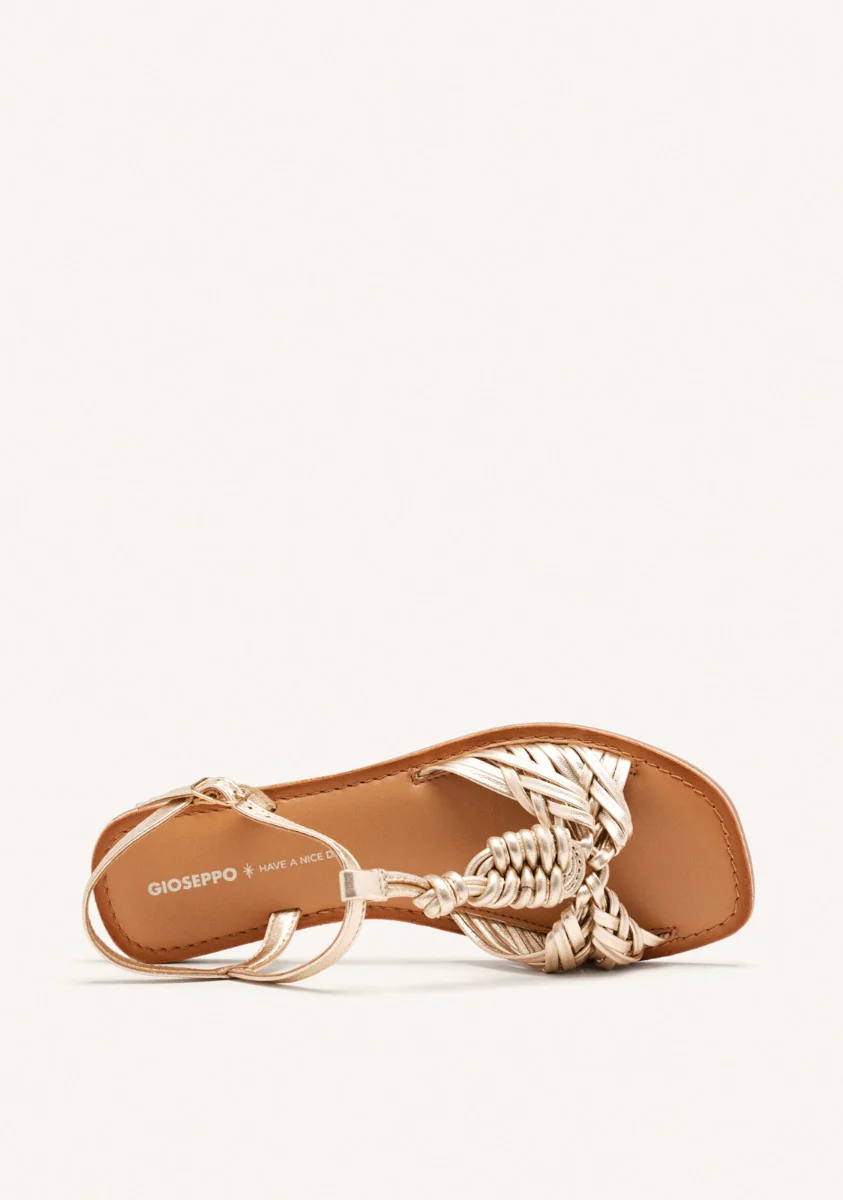 KNOTTED LEATHER FLAT SANDALS WALDEN