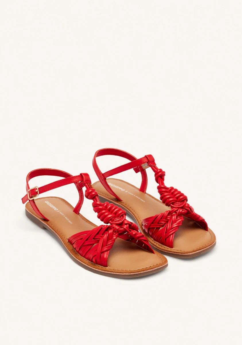 KNOTTED LEATHER FLAT SANDALS WALDEN - Image 2