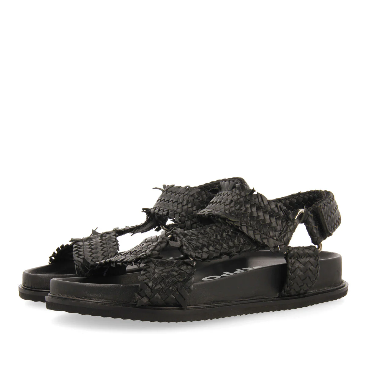 Lassance women's black footbed sandals with braided straps - Image 2