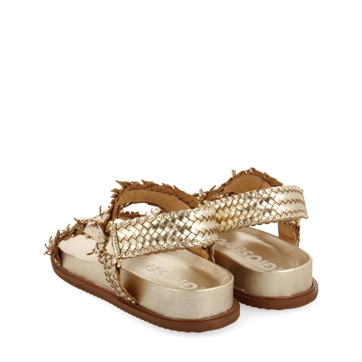 Lassance women's gold footbed sandals with braided straps - Image 4
