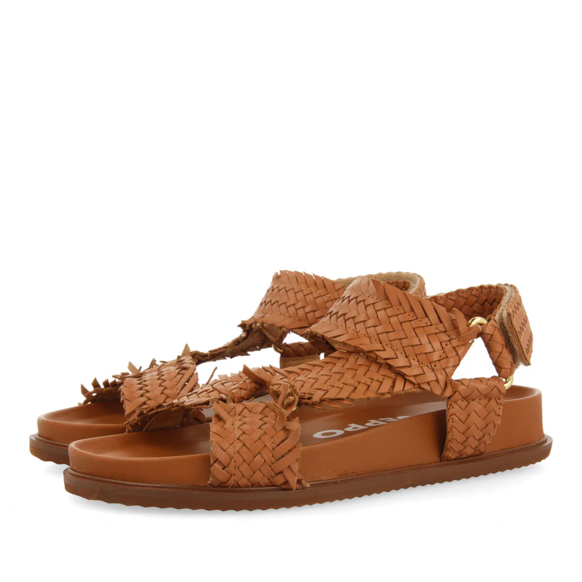 Lassance women's tan footbed sandals with braided straps - Image 2