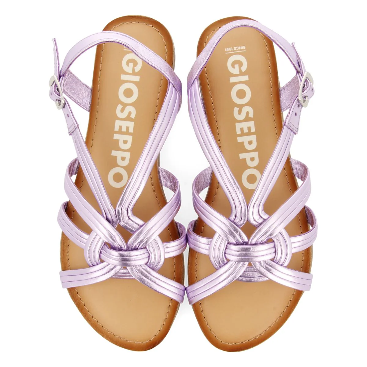 LAVENDER LEATHER SANDALS WITH CROSS STRAPS FOR WOMEN GOLAJ - Image 4