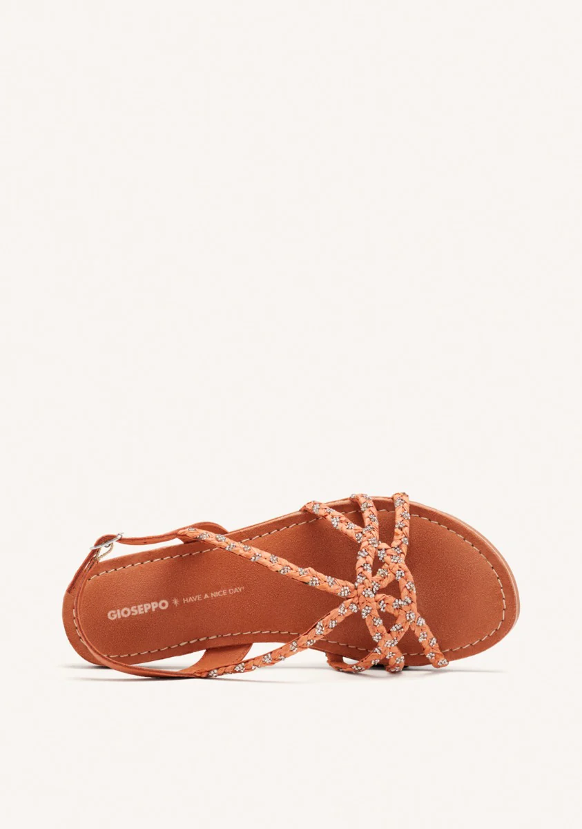 LEATHER AND RAFFIA FLAT SANDALS WIOTA
