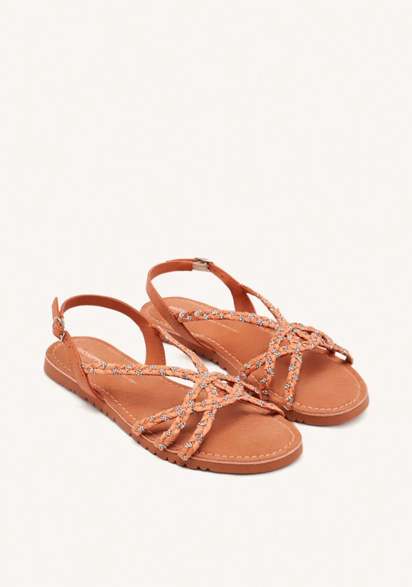 LEATHER AND RAFFIA FLAT SANDALS WIOTA - Image 2