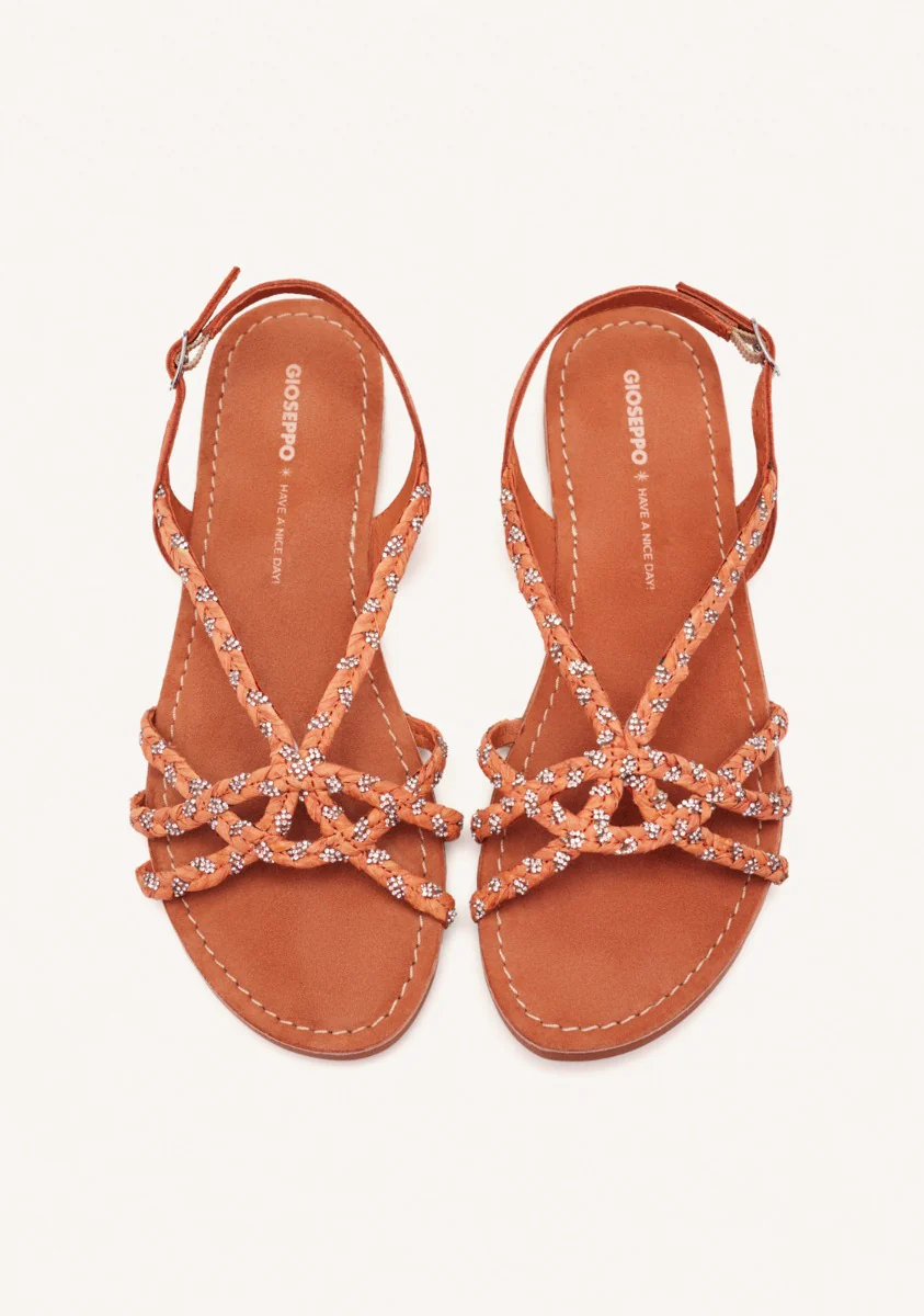 LEATHER AND RAFFIA FLAT SANDALS WIOTA - Image 4
