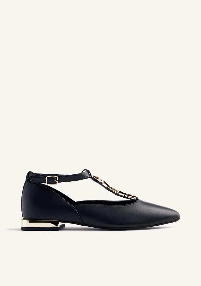 LEATHER CHAIN BALLET FLATS ELSIE