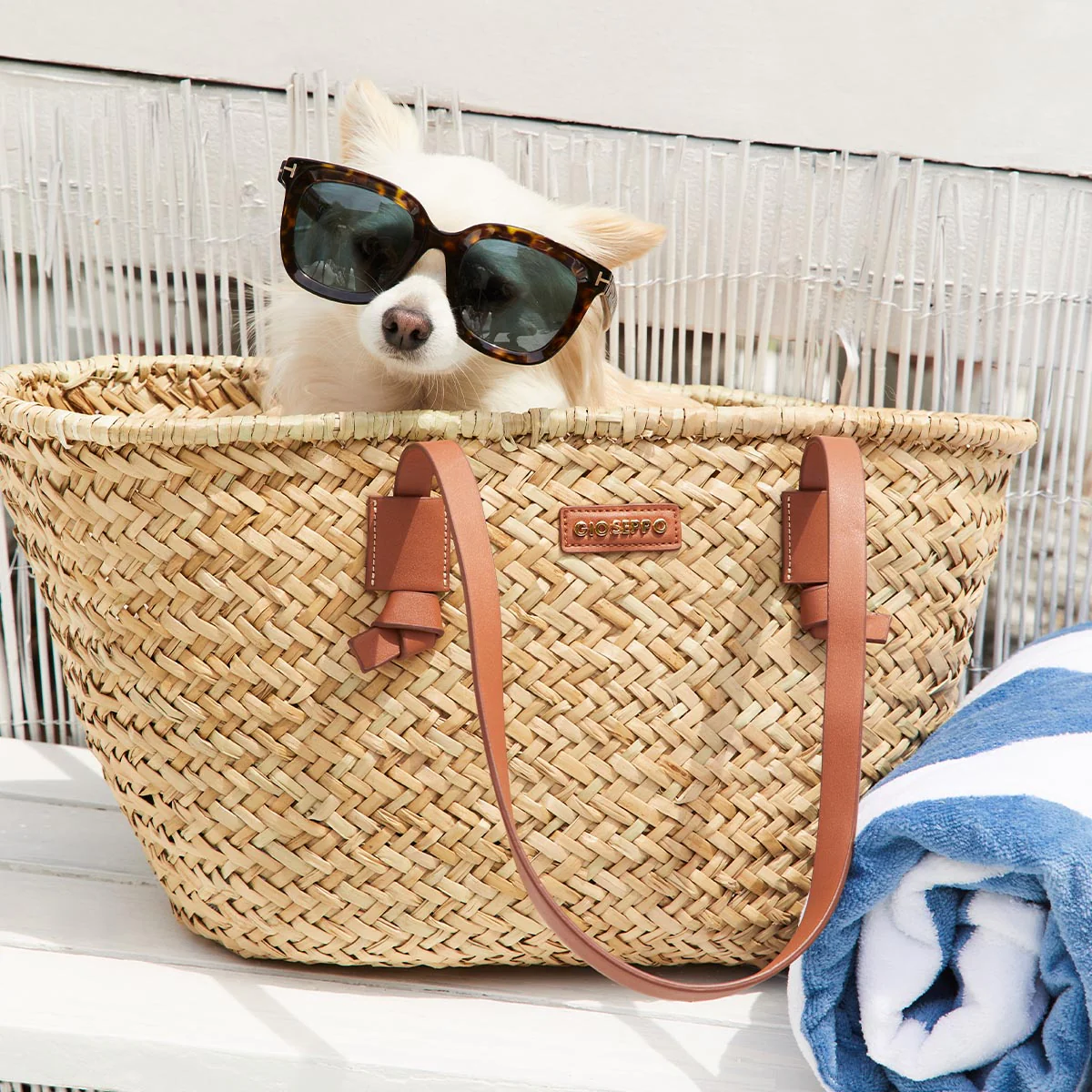 LEATHER COLOR BASKET WITH MULTICOLOR CHAIN DESTIN - Image 2