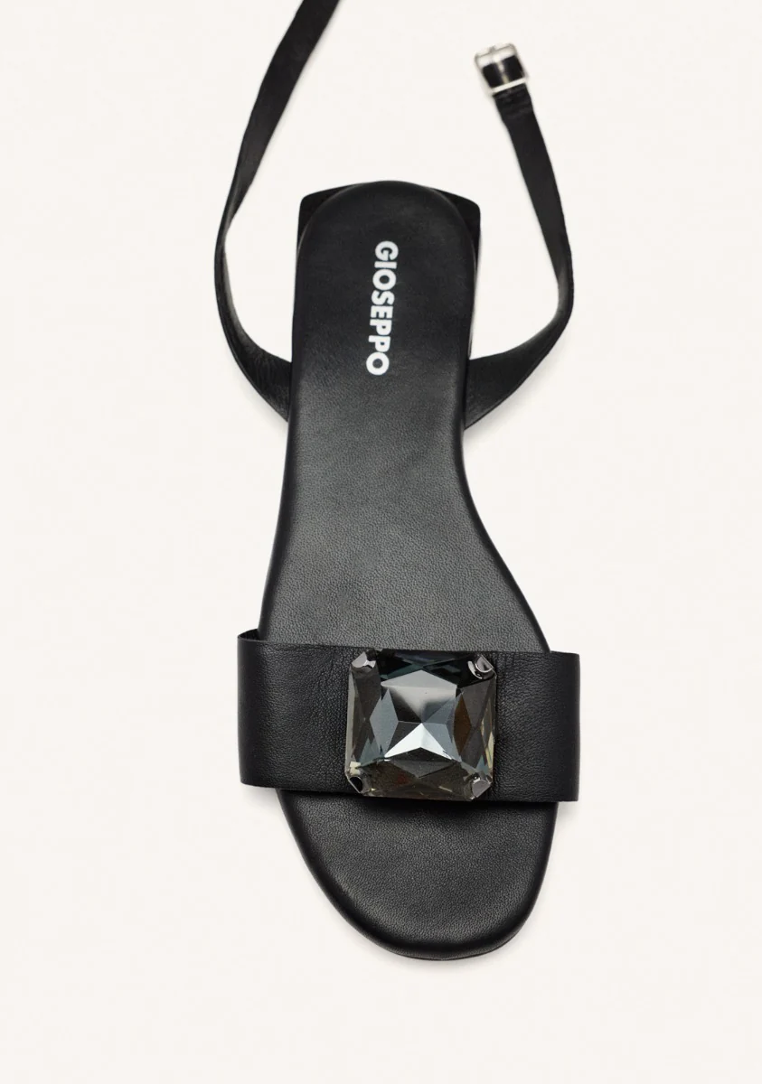 LEATHER FLAT SANDALS WITH RHINESTONES MEEME - Image 2