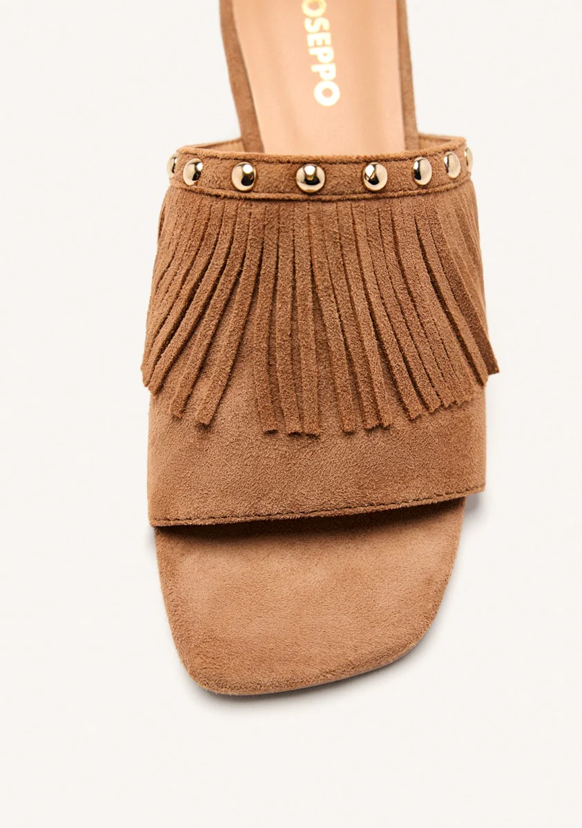 LEATHER FRINGE HEEL MULES SANDALS DIXFIELD - Image 5