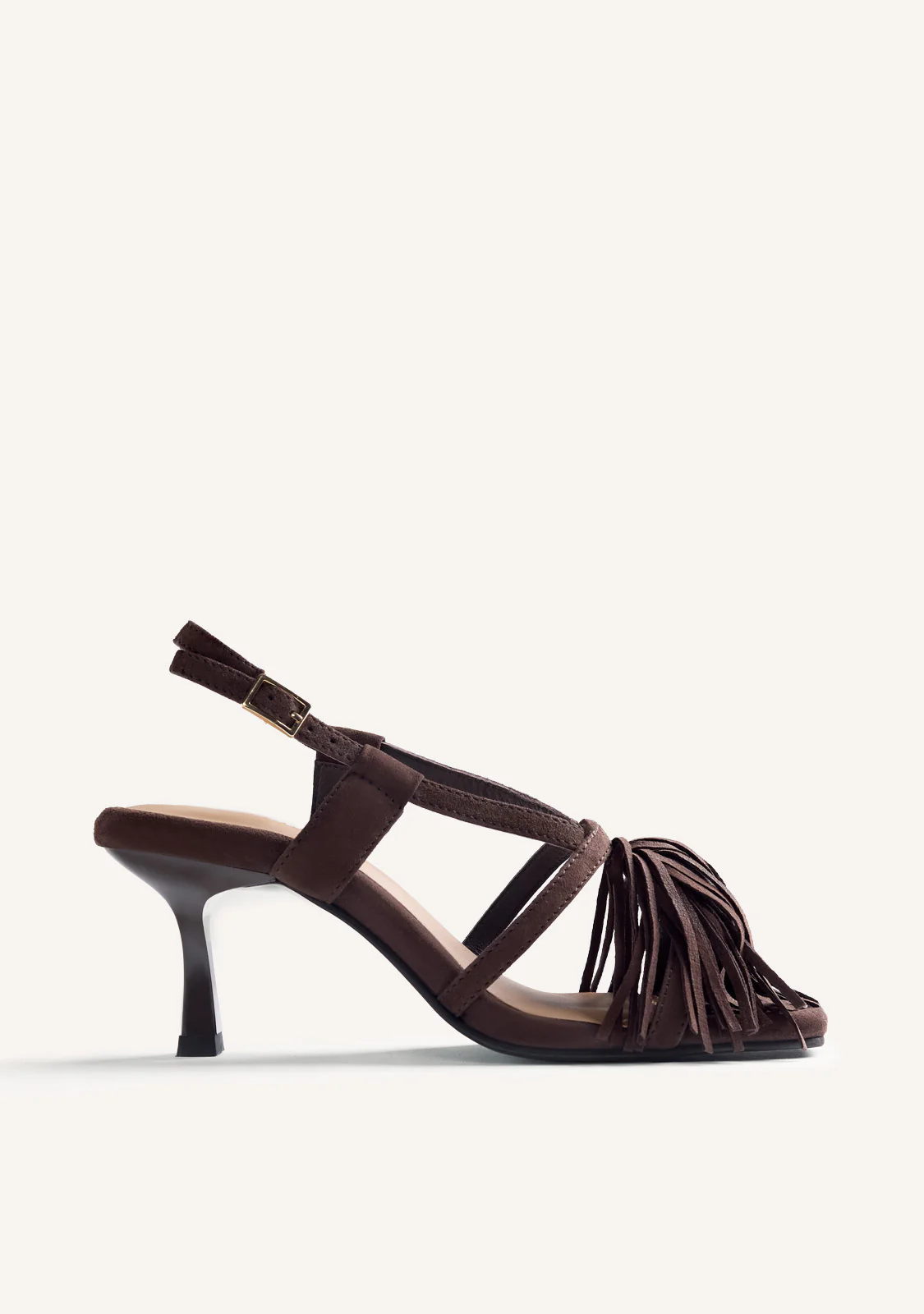 LEATHER FRINGE HEELED SANDALS LUKAC