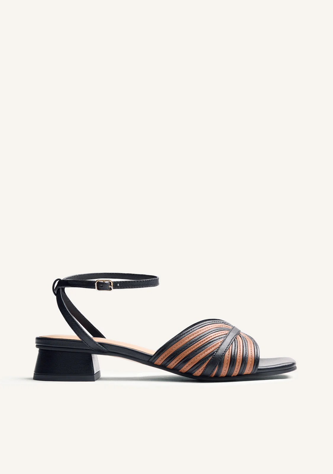 STRIPED LEATHER HEELED SANDALS BIGELOW