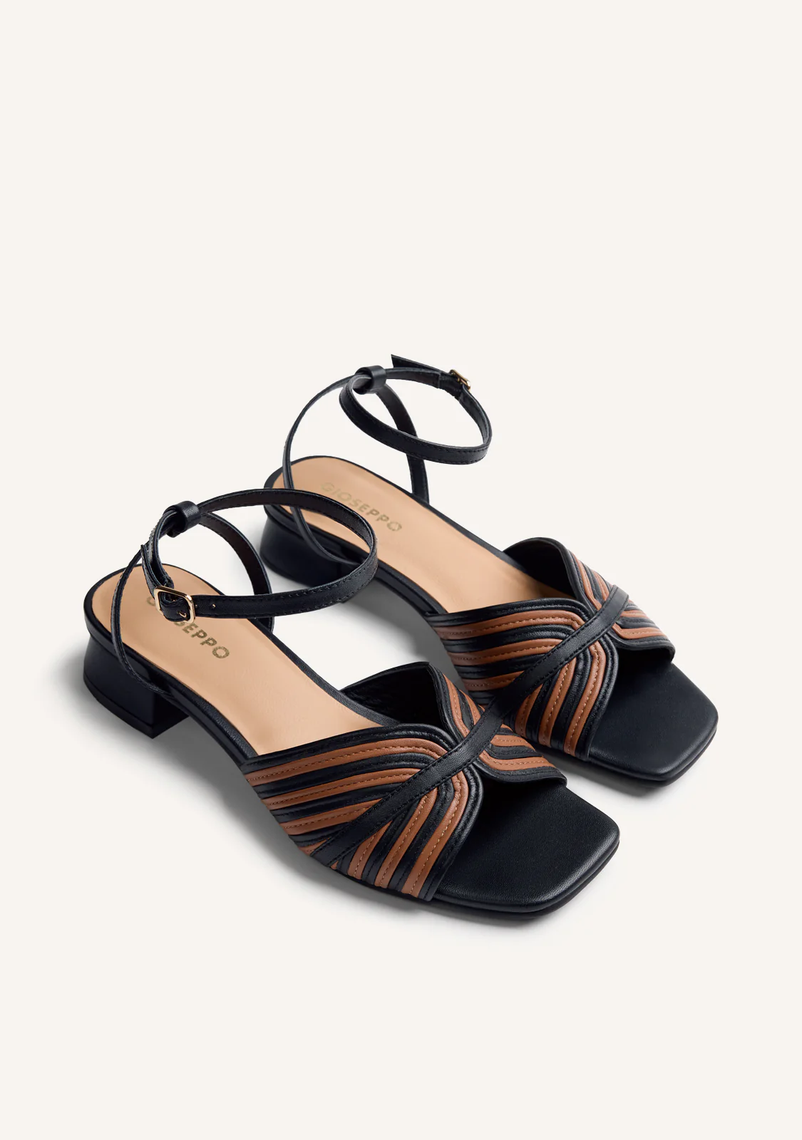 STRIPED LEATHER HEELED SANDALS BIGELOW - Image 2