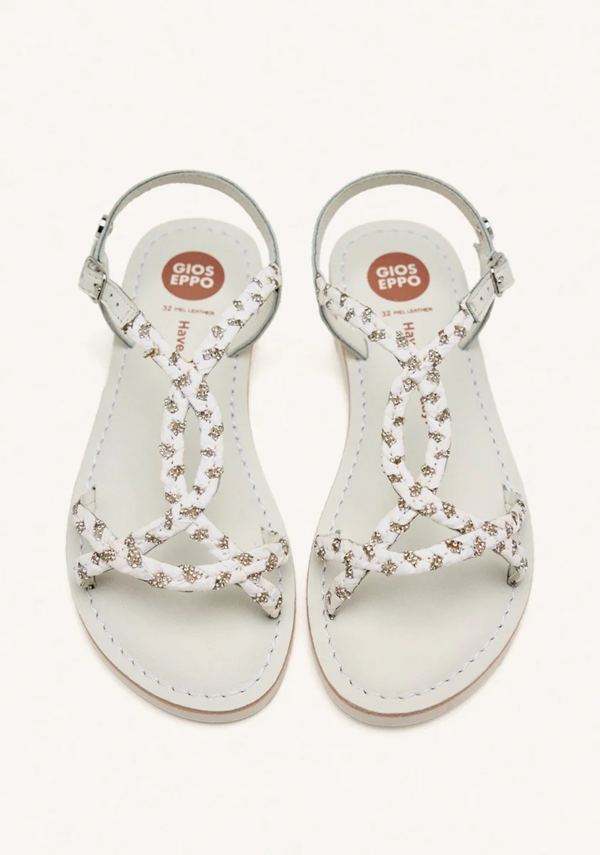 LEATHER, RAFFIA AND GLITTER SANDALS WENHAM - Image 2