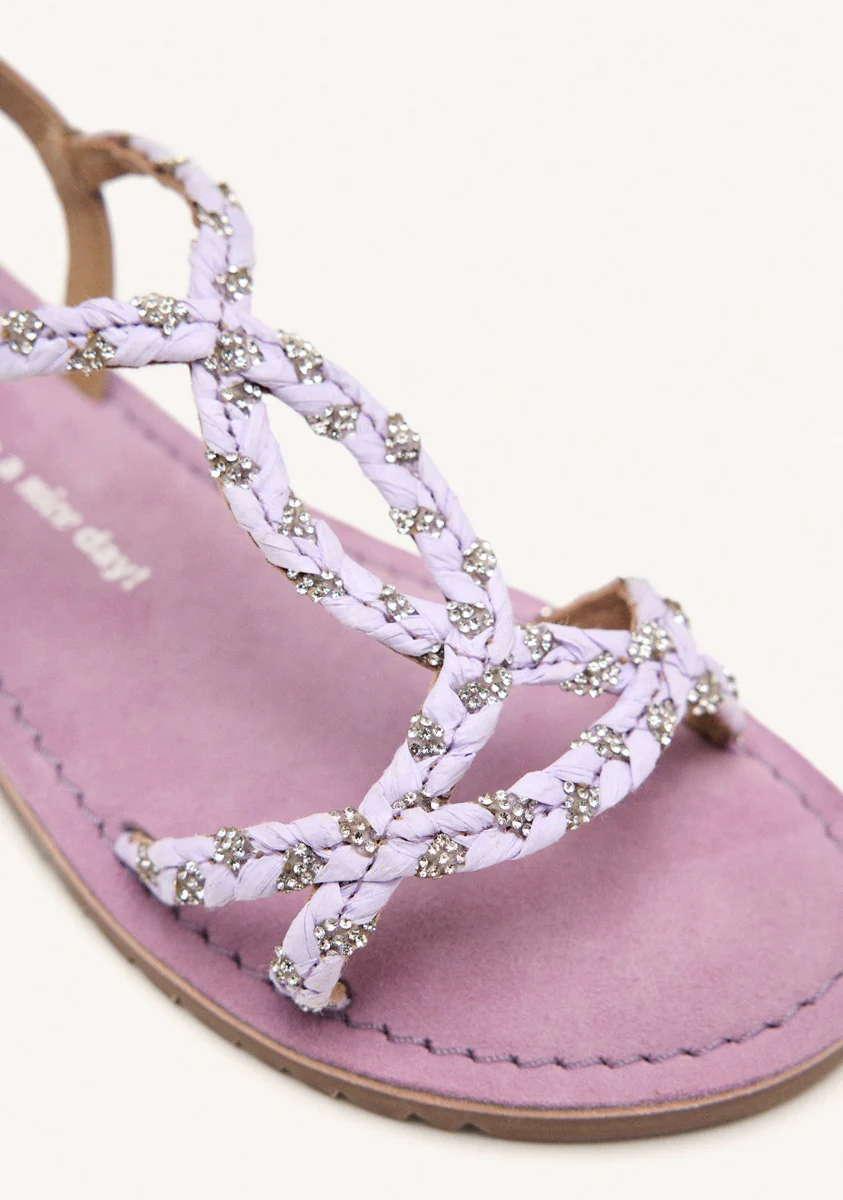 LEATHER, RAFFIA AND GLITTER SANDALS WENHAM - Image 3