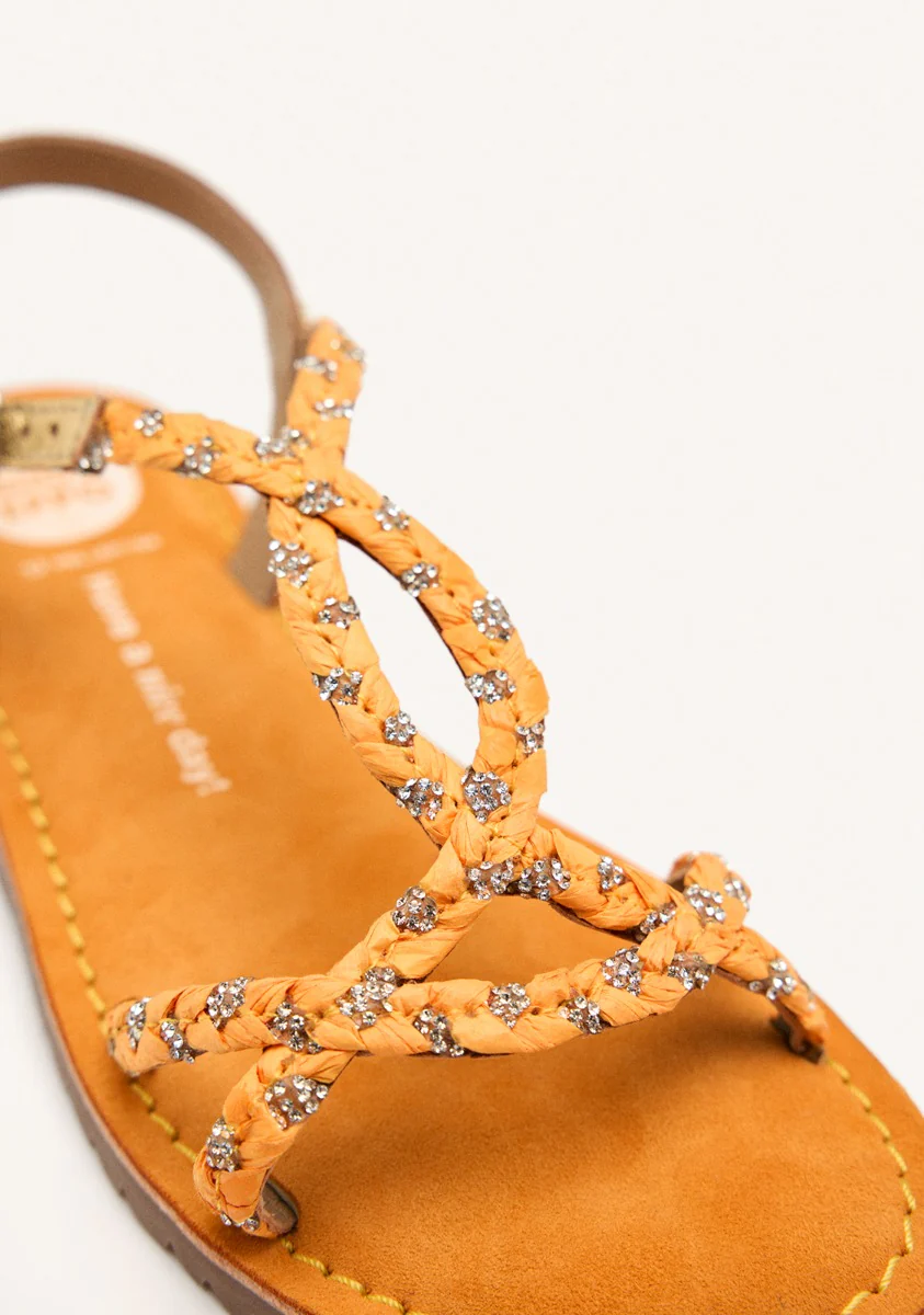 LEATHER, RAFFIA AND GLITTER SANDALS WENHAM - Image 3