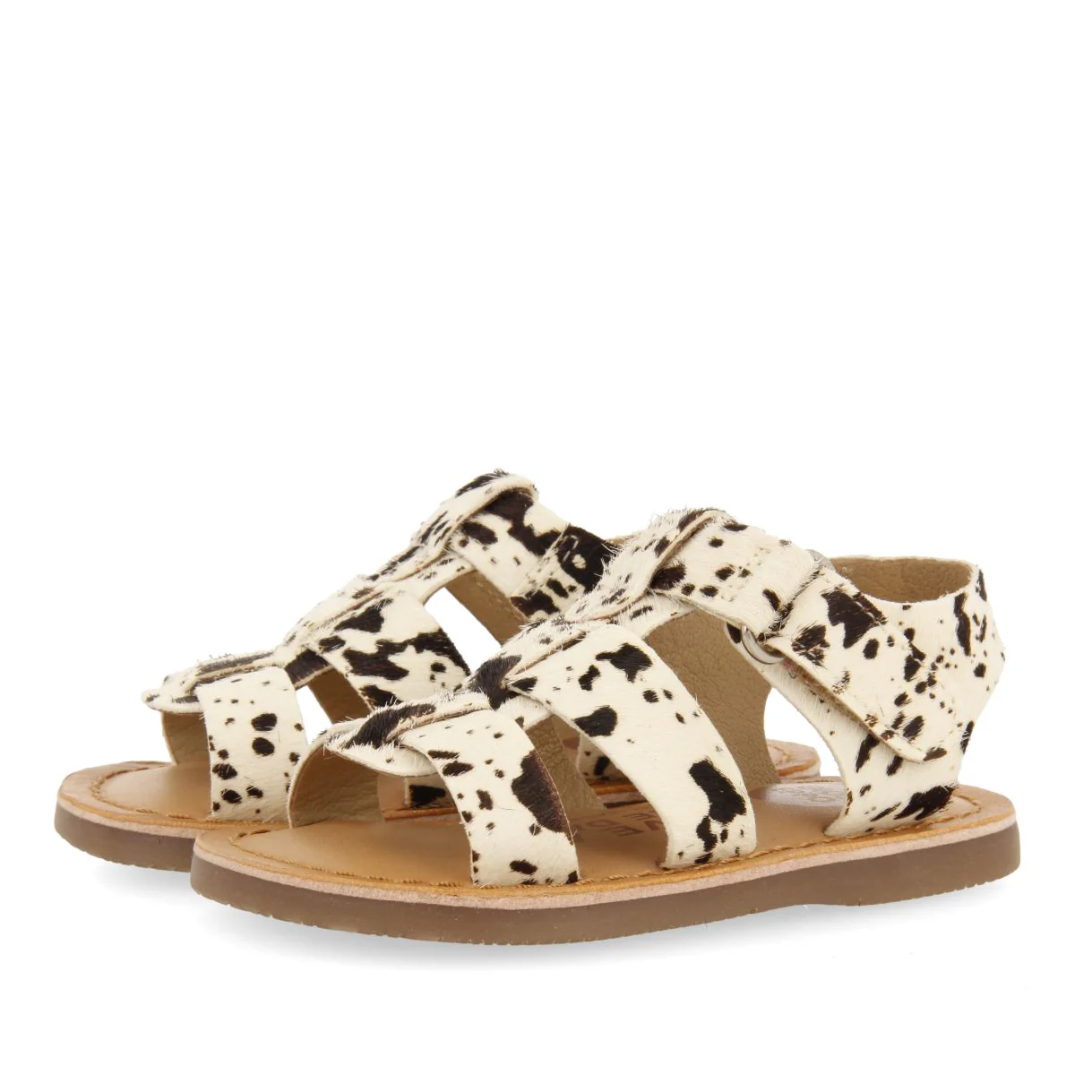 LEATHER ROMAN STYLE SANDALS WITH ANIMAL PRINT FOR BABY GENERAC - Image 2