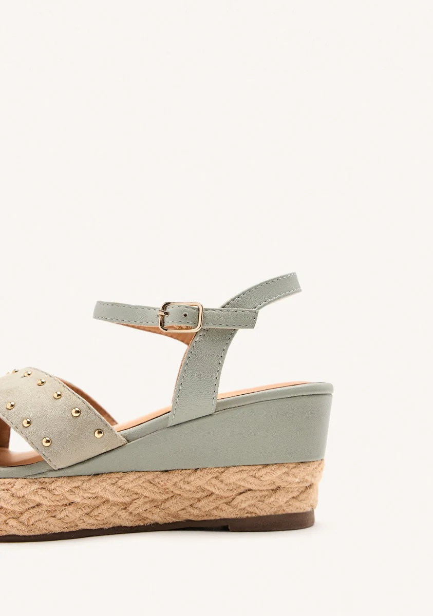 LEATHER SANDALS AND RAFFIA WEDGE GILSUM - Image 4