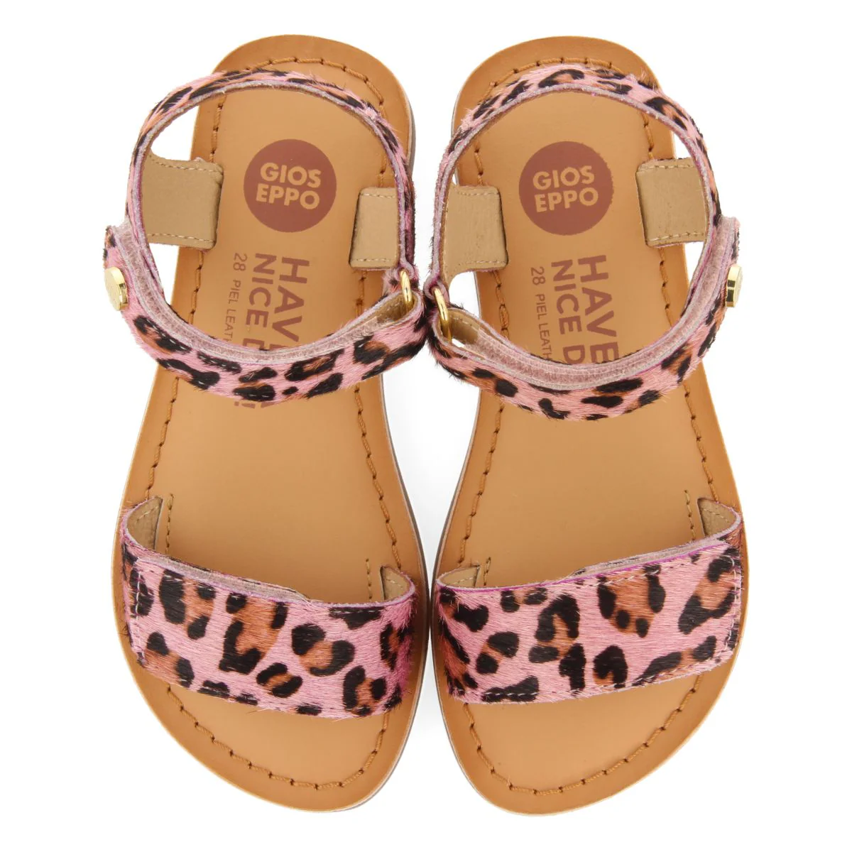 LEATHER SANDALS WITH ANIMAL PRINT AND ADJUSTABLE CLOSURE FOR GIRLS SELITE - Image 4
