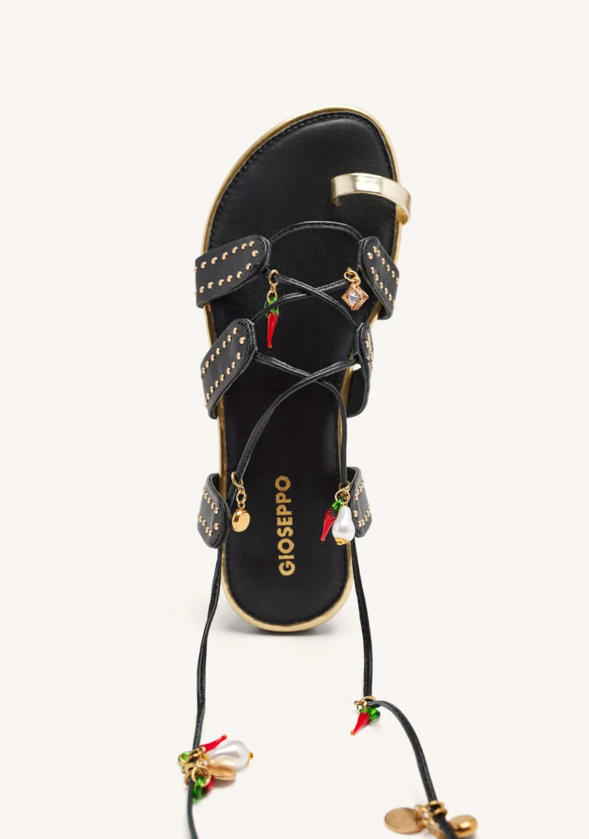 LEATHER SANDALS WITH BEADS AND STUDS IONE - Image 4