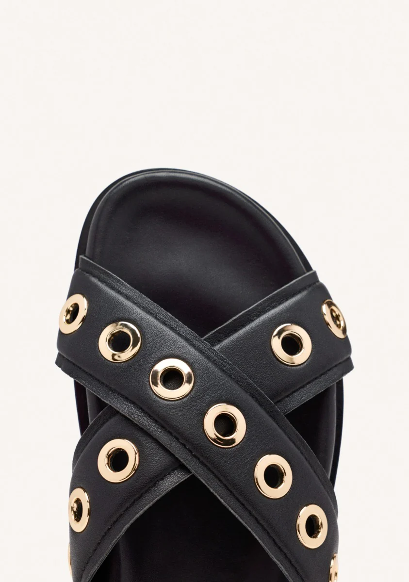 LEATHER SANDALS WITH EYELETS AND THREADS HILES - Image 4