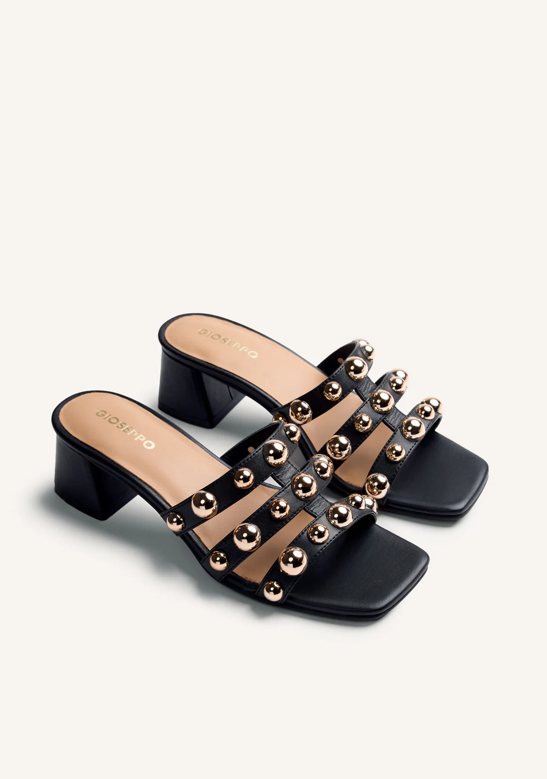 LEATHER STUDDED HEELED MULE SANDALS WHITING - Image 2
