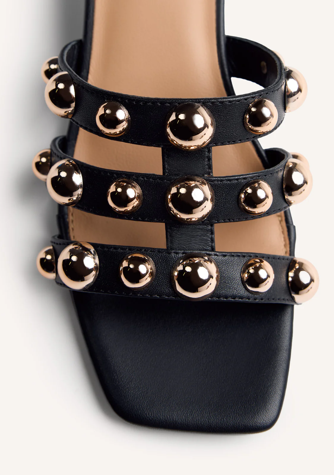 LEATHER STUDDED HEELED MULE SANDALS WHITING - Image 3