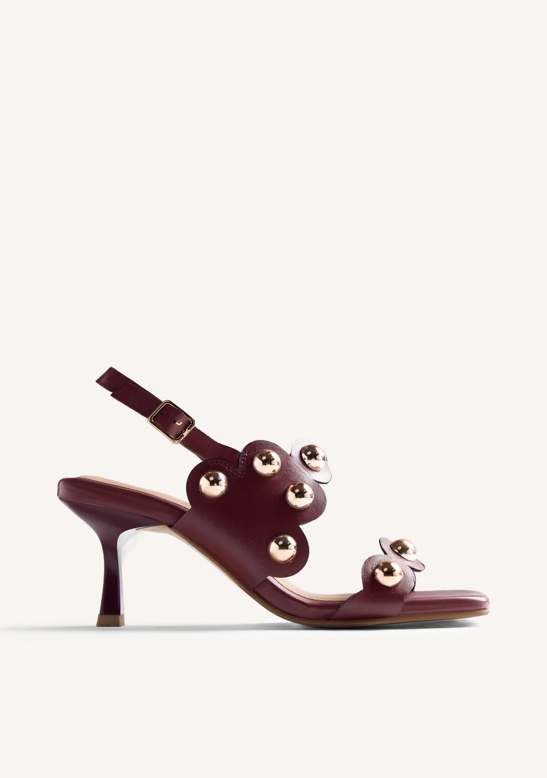LEATHER STUDDED HEELED SANDALS KAKUMA