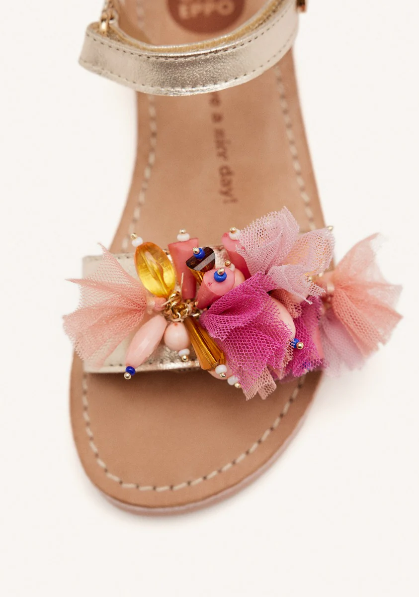 LEATHER, TULLE AND BEADS SANDALS STANNARD - Image 4
