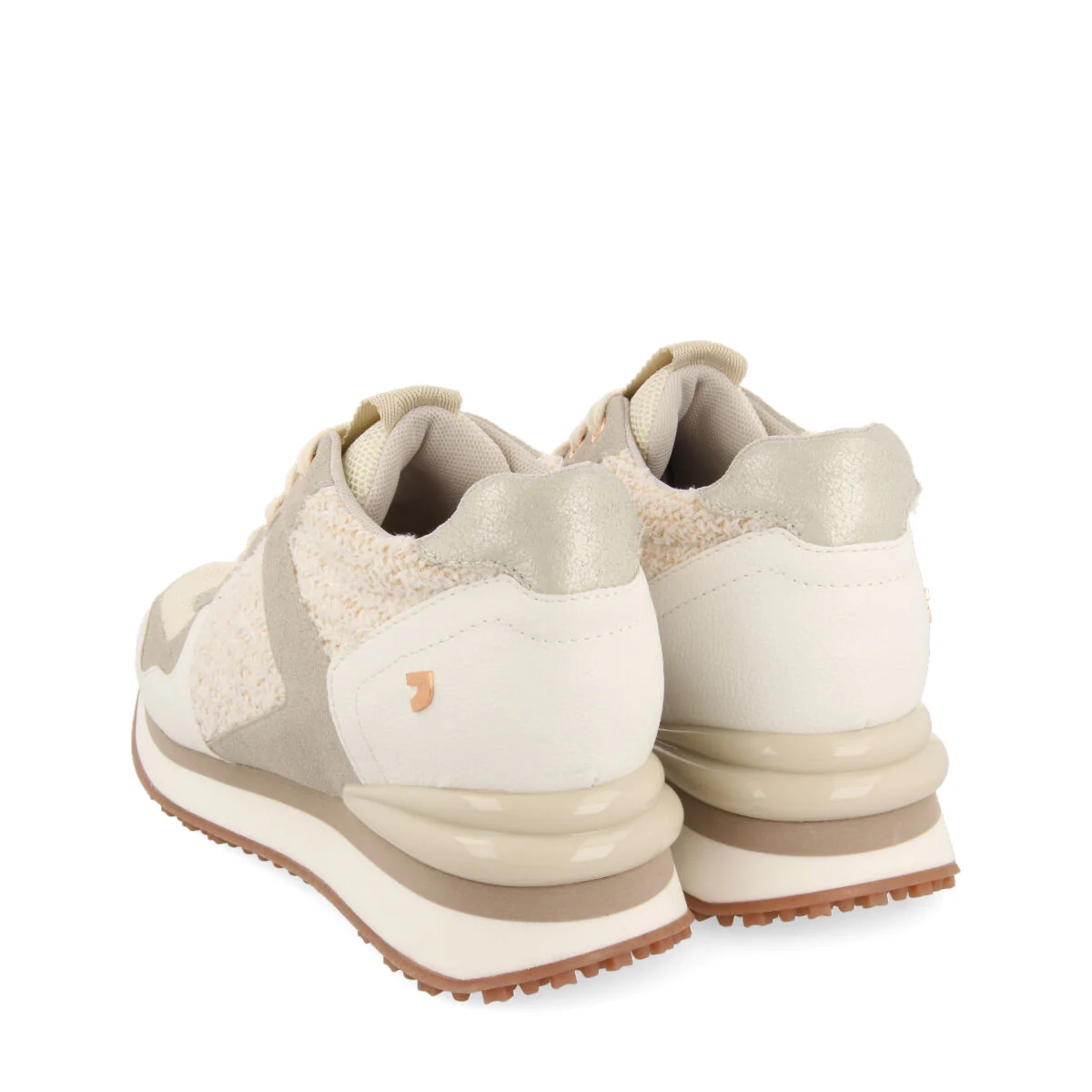 Lellig women's off-white monochrome sneakers with inner wedges - Image 3