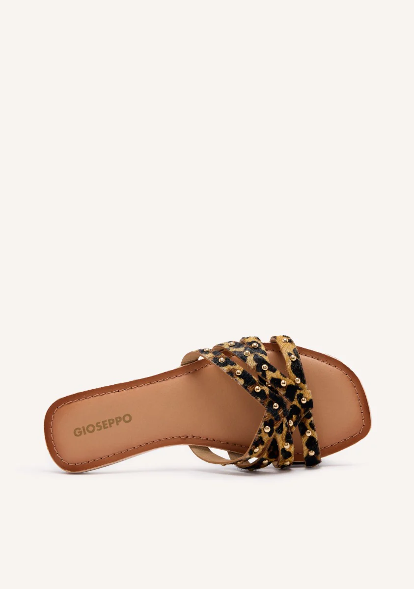 ANIMAL PRINT LEATHER FLAT SANDALS ISABELLE