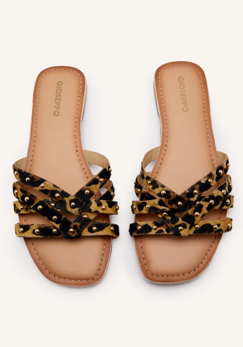 ANIMAL PRINT LEATHER FLAT SANDALS ISABELLE - Image 2