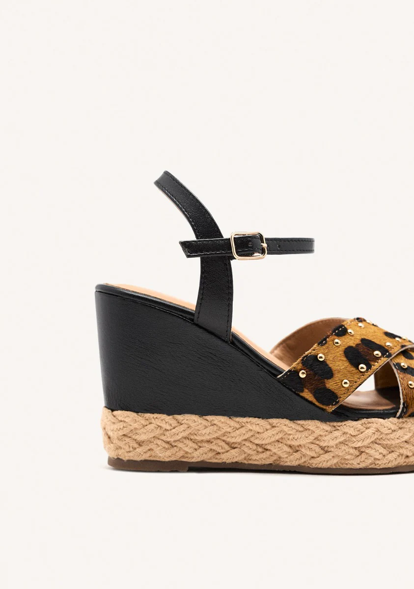 LEOPARD LEATHER WEDGE SANDALS DELAFIELD - Image 3