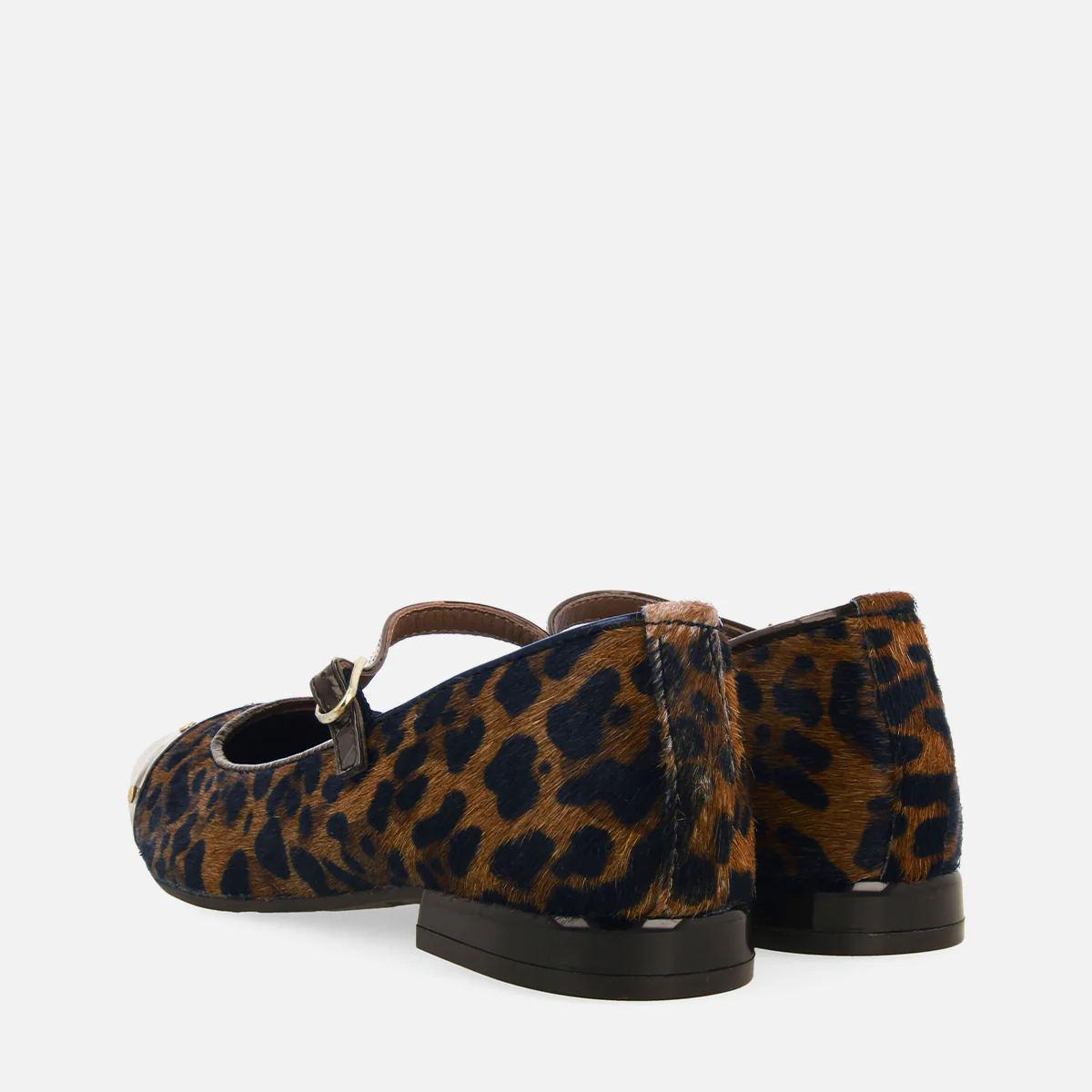 LEOPARD PRINT LEATHER BALLET FLATS SERED - Image 3