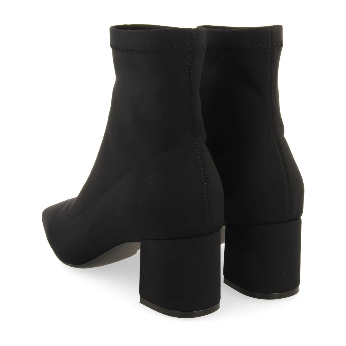 Letham women's stretchy black ankle boots with mid heels and semi-square toes - Image 5