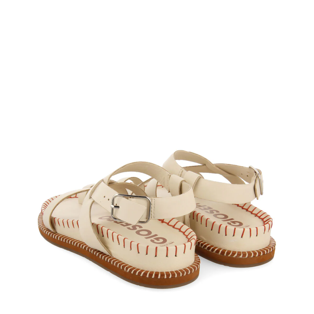 Liborina women's off-white footbed sandals with straps - Image 4