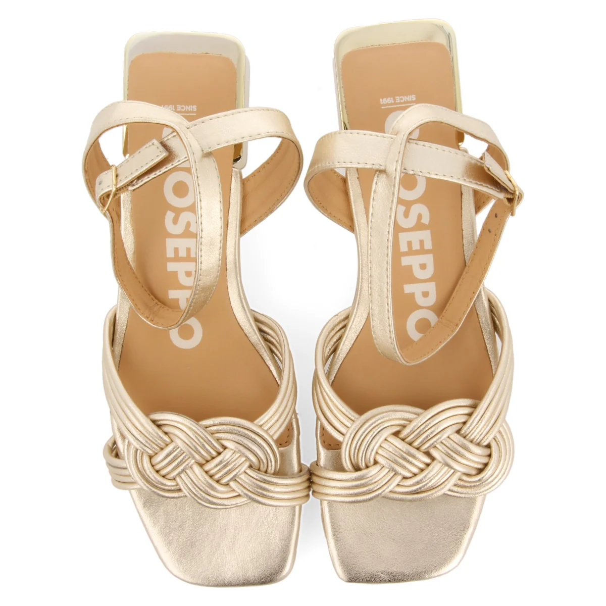 Linhares women's gold leather sandals with straps and adjustable fastening - Image 3