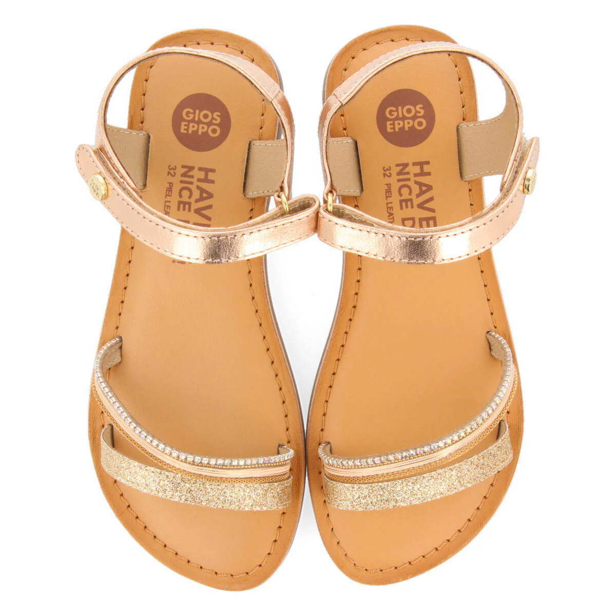 Lucmau girls leather sandals withink details - Image 3