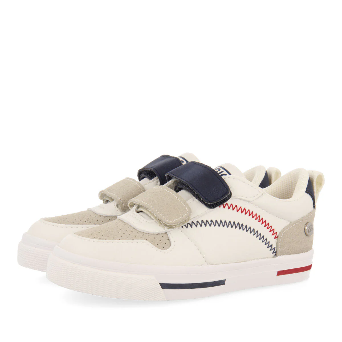 Maceio boys white sneakers with colourful topstitching - Image 2