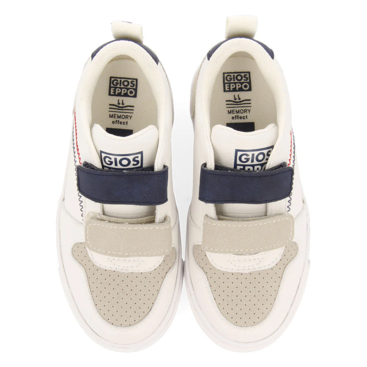 Maceio boys white sneakers with colourful topstitching - Image 3