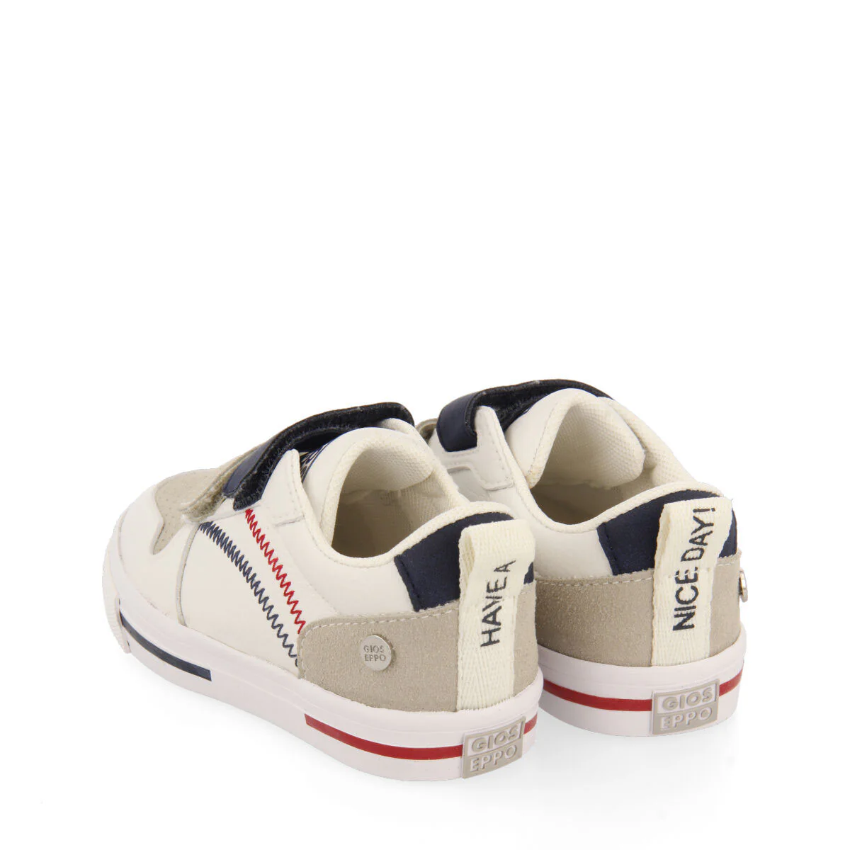 Maceio boys white sneakers with colourful topstitching - Image 4