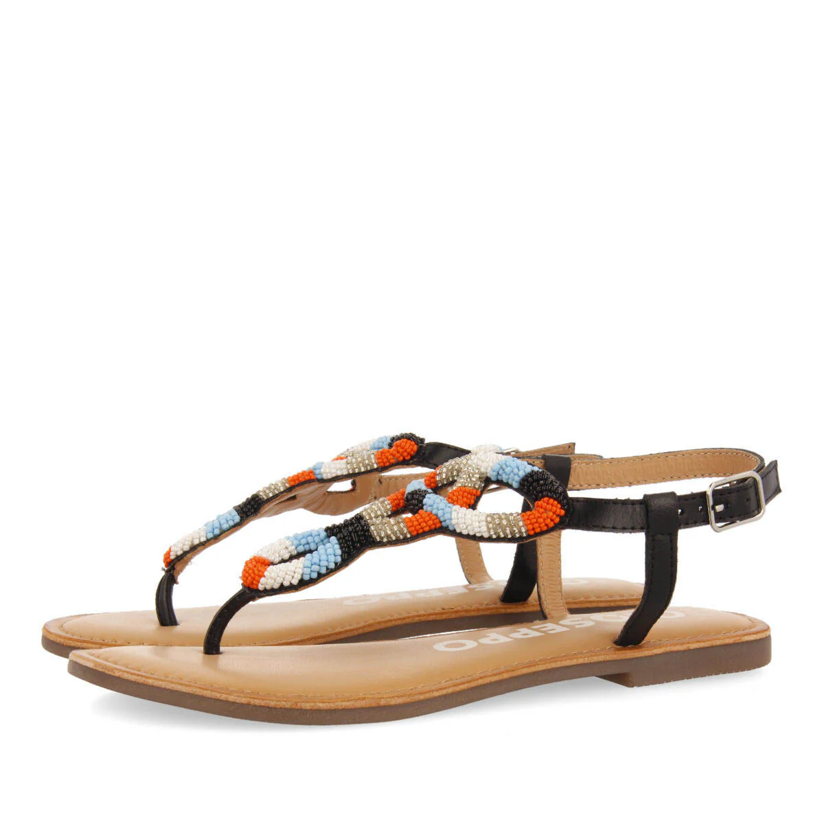 Mandaue women's flat sandals with decorative multicoloured beads - Image 2