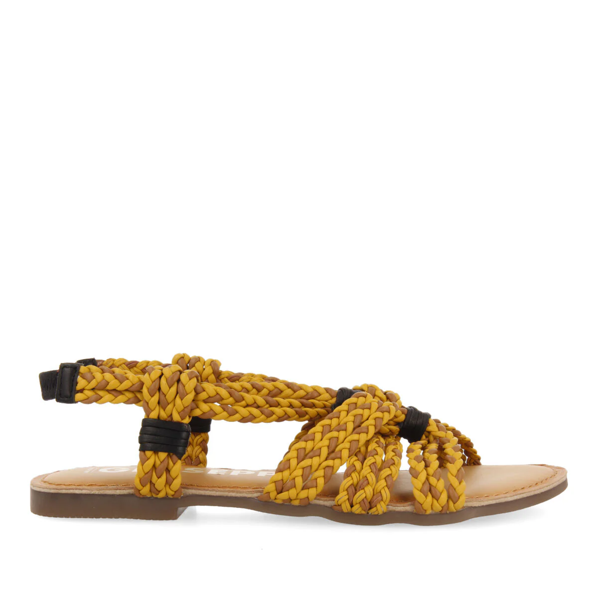 Matupa flat brown and mustard braided sandals