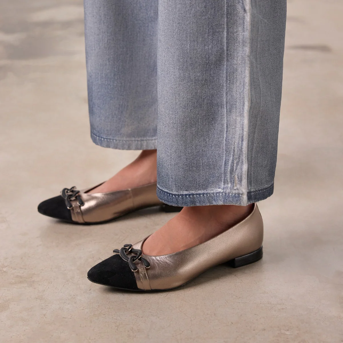 METALLIC LEATHER BALLET FLATS DAVINDE - Image 2