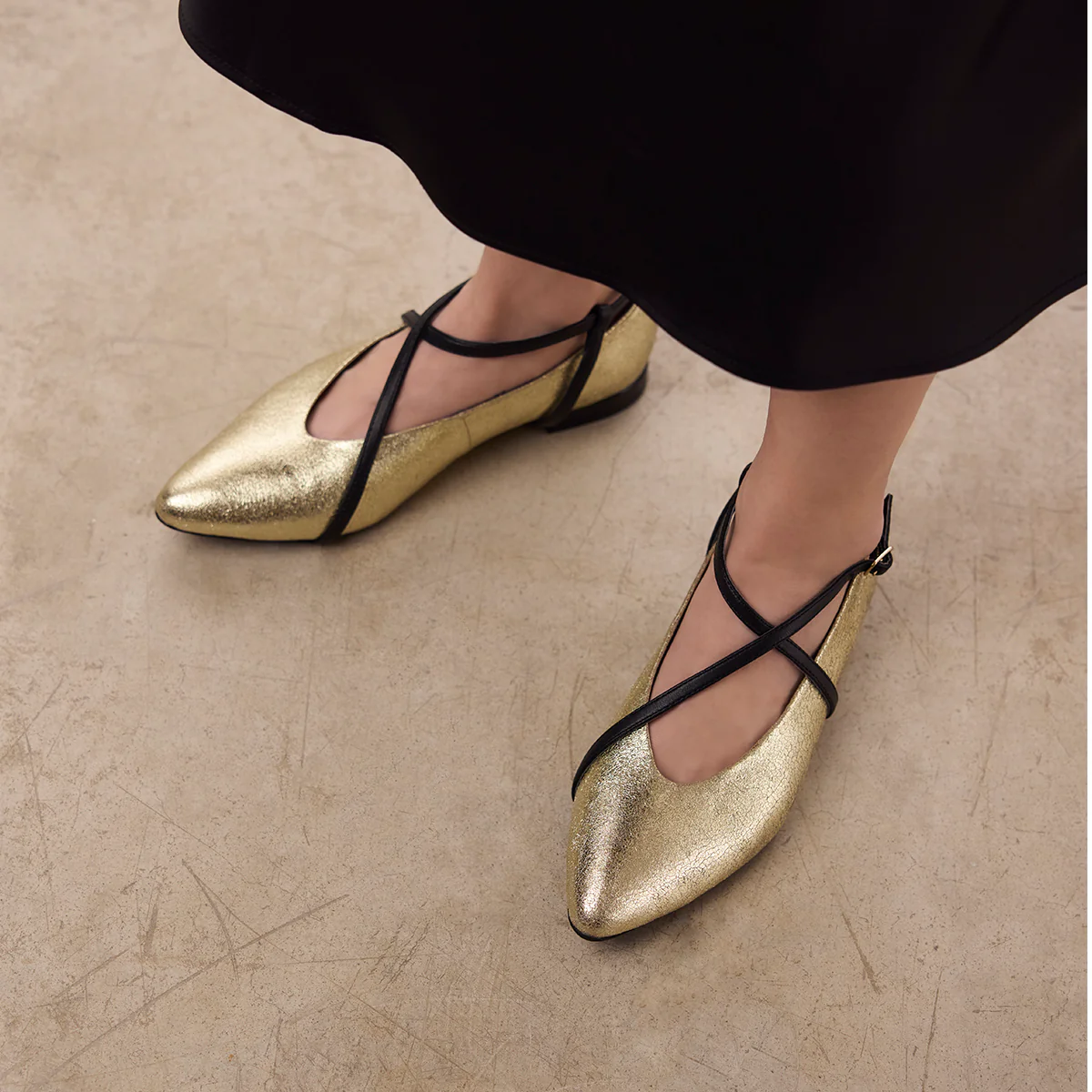 METALLIC LEATHER BALLET FLATS TURKEVE - Image 3