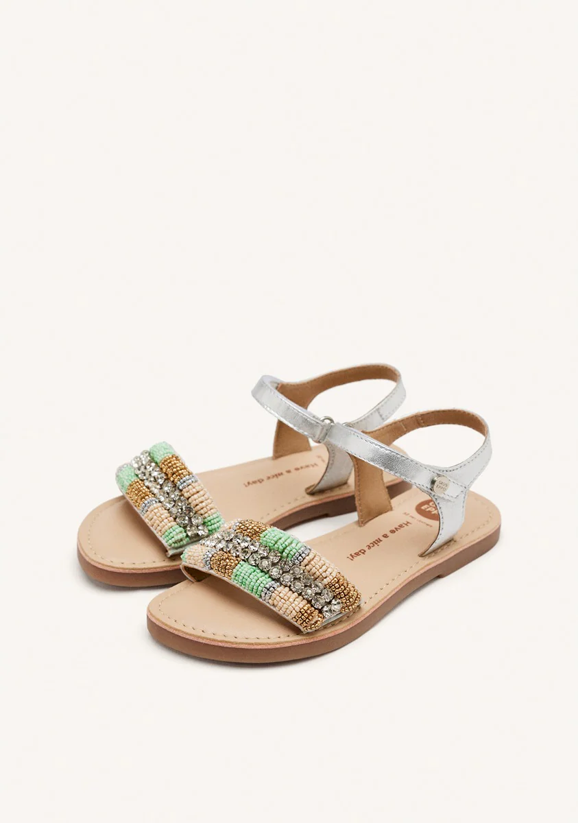 METALLIC LEATHER BEADED SANDALS COUDERAY - Image 2